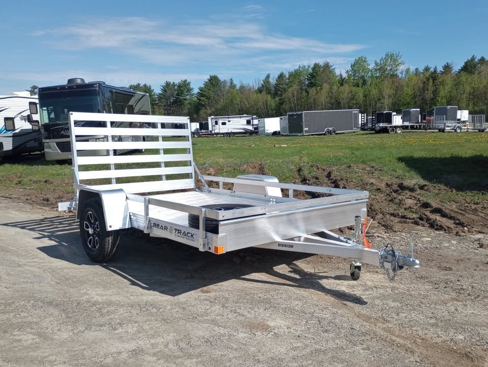 2025 Bear Track 6.5x10 Aluminum Utility Trailer w/Rear Ramp Gate, Rail Kit, Spare Tire & Mount